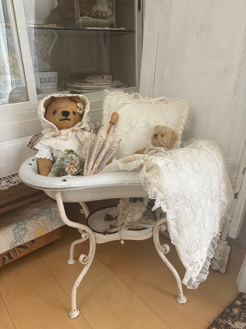 ありんこ❣️アンティーク　ホーローベビーバス　野バラ柄　蓋つき　希少❣️