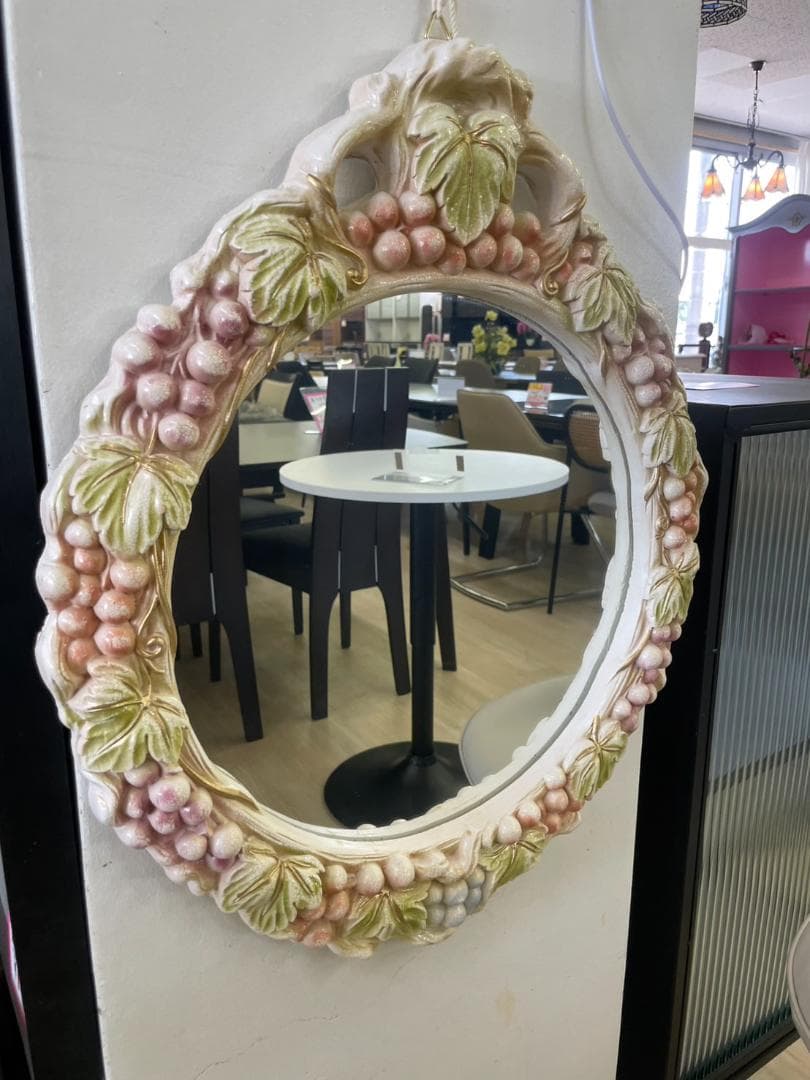 ロココ　グレープ　ミラー　鏡　壁掛ミラー　アンティーク　ベルサイユ　宮殿　ピンク