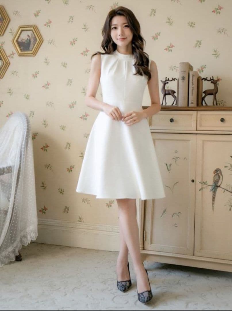 ginza couture S ドレス ノースリーブ Aライン ホワイト