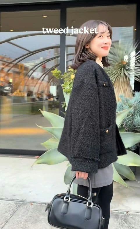 BASEMENT online ゴールドボタンツイードジャケット HARUKA