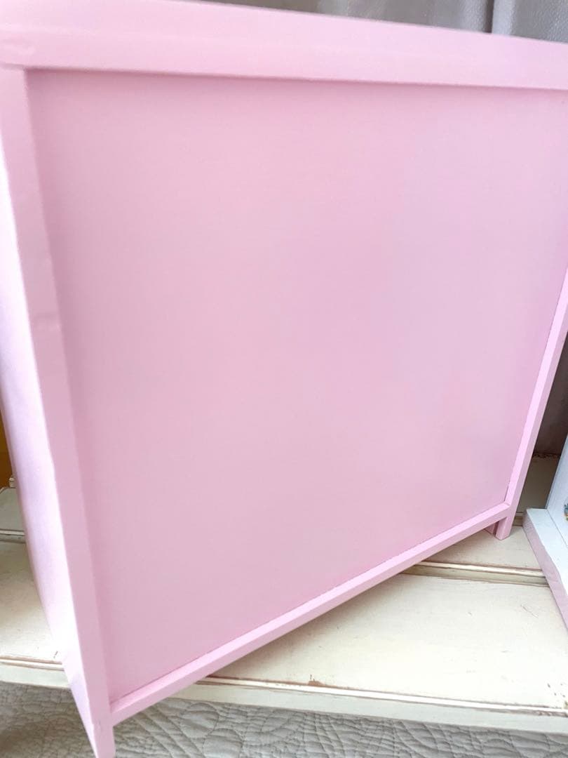 専用です。木製キャビネット小さめピンク＆デカール＆ミルクガラスセット·͜· ♡