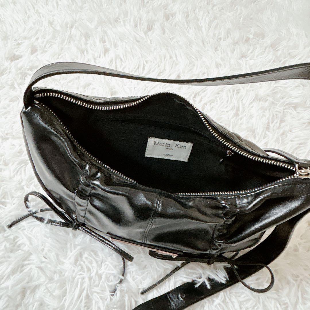 matin kim リボン バッグ ワンショルダー ハーフムーン black