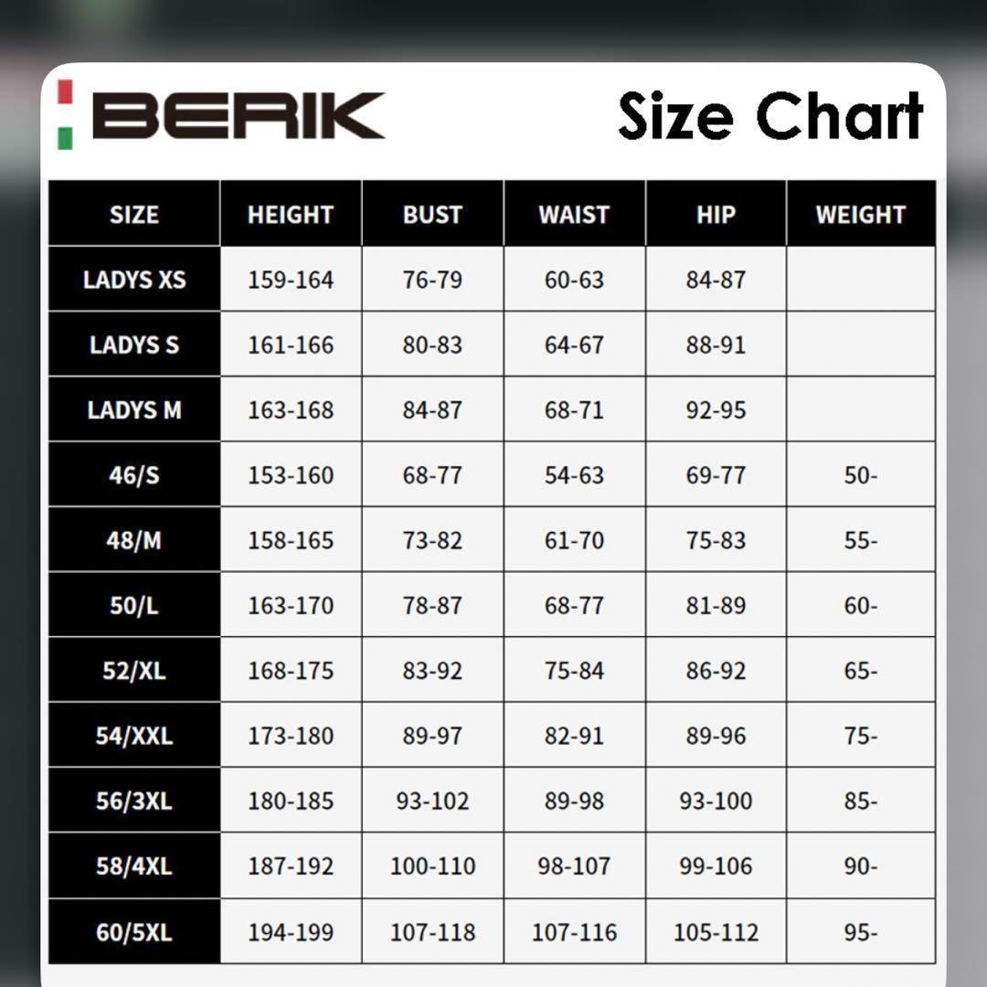 BERIK 2.0 レーシングスーツ Lサイズ 黒/白 サイズ 52