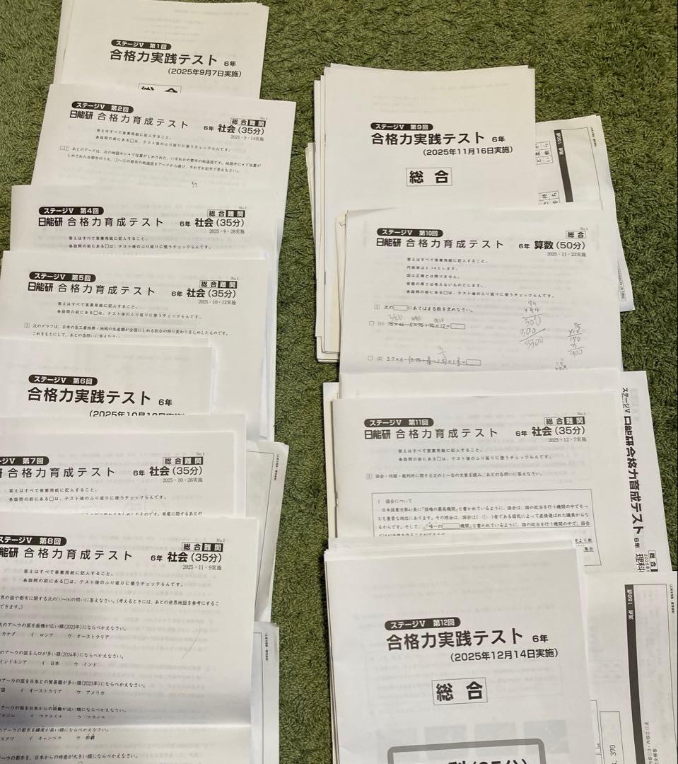 2025年 日能研 6年生 後期 合格力育成テスト・合格力実践テスト　計11回分
