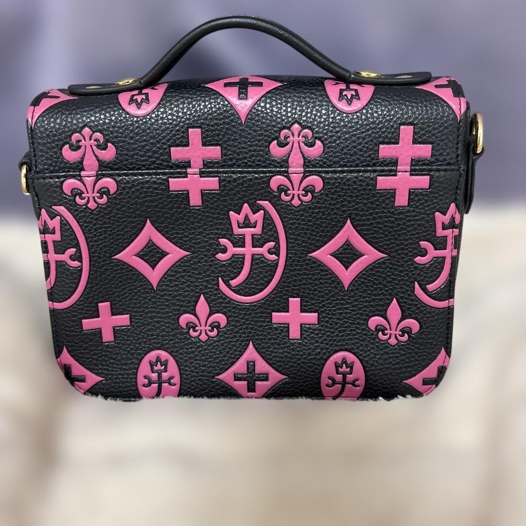 CASTELBAJACカステルバジャックハンドバックピンクブラックレザー金具ハゲ