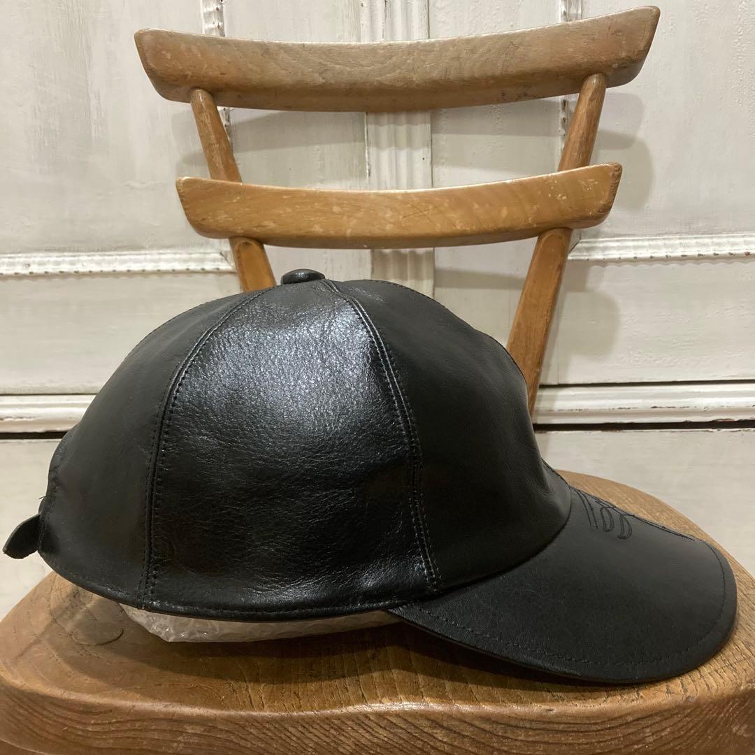 美品 SOLARIS & CO. レザー キャップ フリー ブラック 牛革