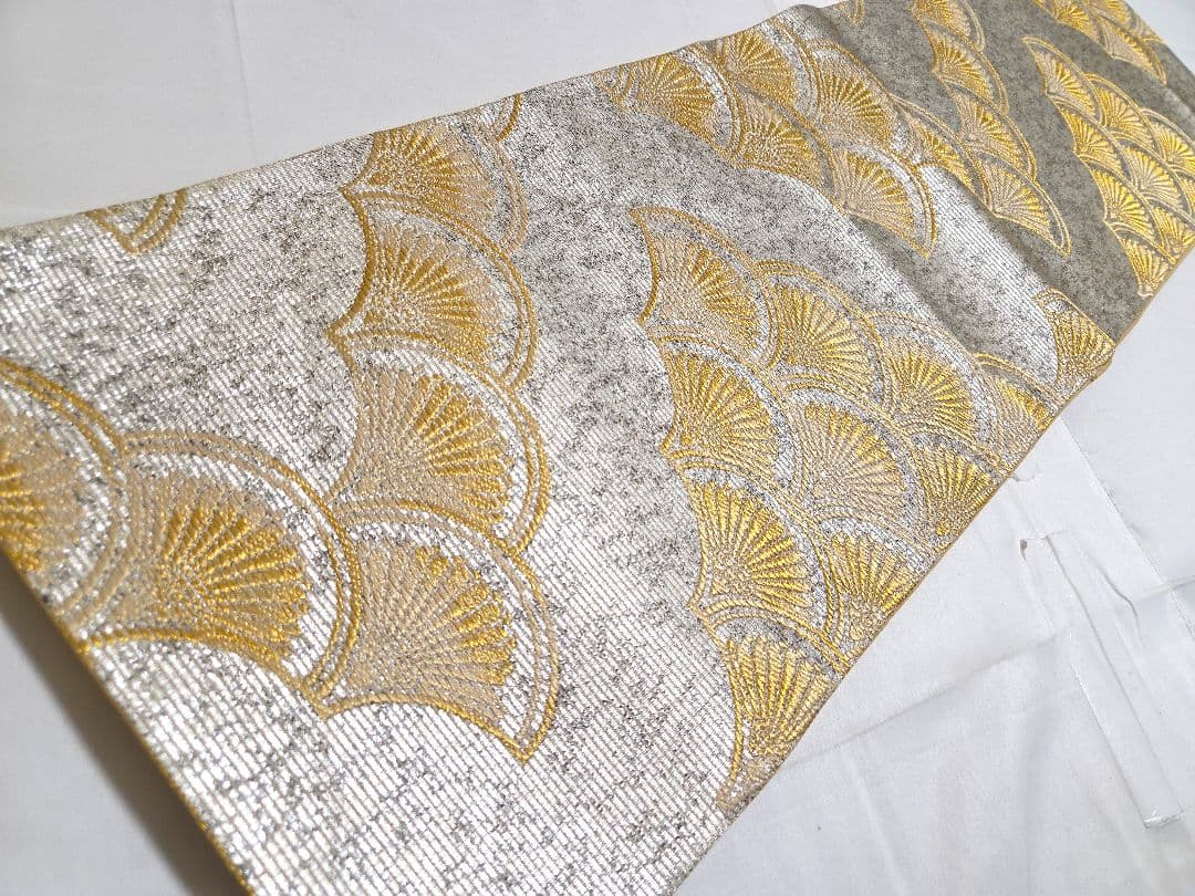 C 京の名工 染匠 越後屋通博 菊青海波 金銀糸 六通 正絹 フォーマルな袋帯