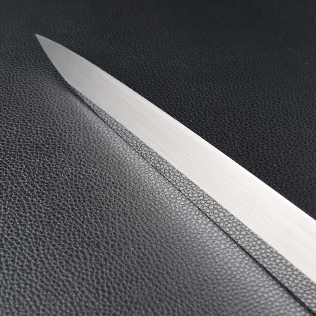 9358 柳刃包丁 9寸 刺身包丁 刃は究極の切れ味 黒檀黒水牛角白三本巻八角柄