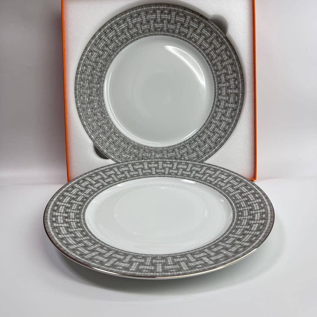 エルメス　ディナープレート 〈モザイク 24〉 プラチナ 2枚　新品未使用品