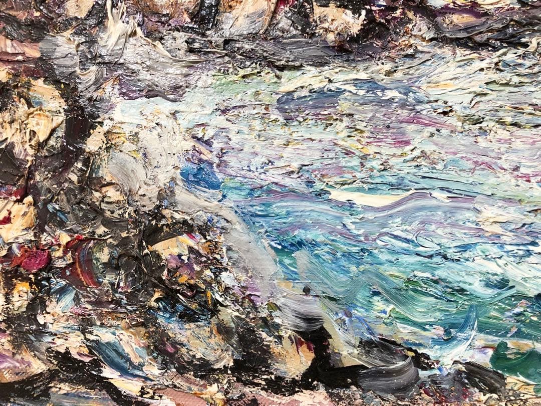 油絵 田中正盛 作 夕日と海 自然・風景画 vic art F8号「真作」油彩画