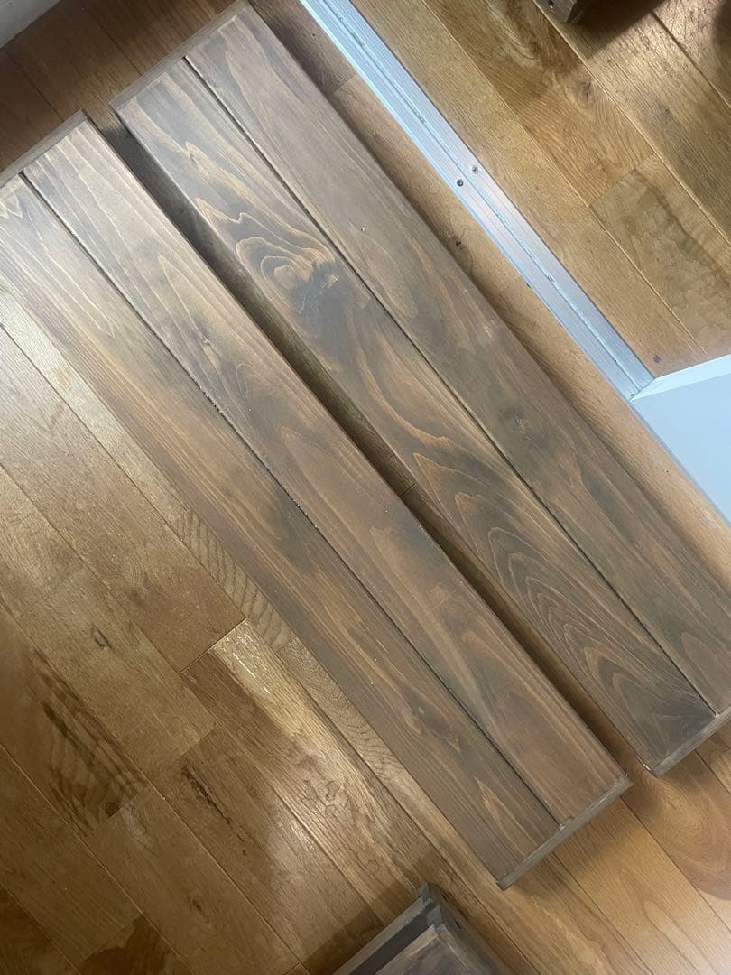 日本製東濃檜 突っ張りシェルフ 幅90cm奥行17cm（ブラウン）