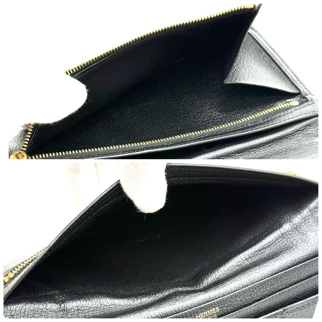 エルメス べアンスフレ クロコダイル アリゲーター 　ブラック 長財布 P21