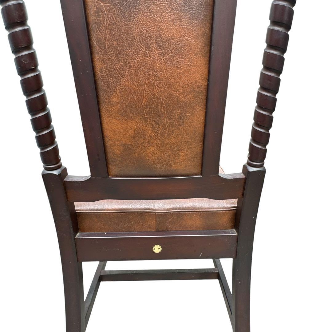 【アンティーク】トーア 木製 ダイニングチェア レザー張り 椅子 古民家