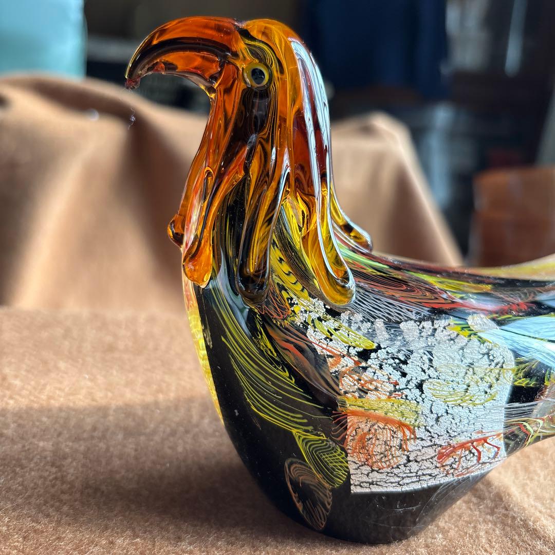 美品　ガラス製鳥の置物 2羽セット