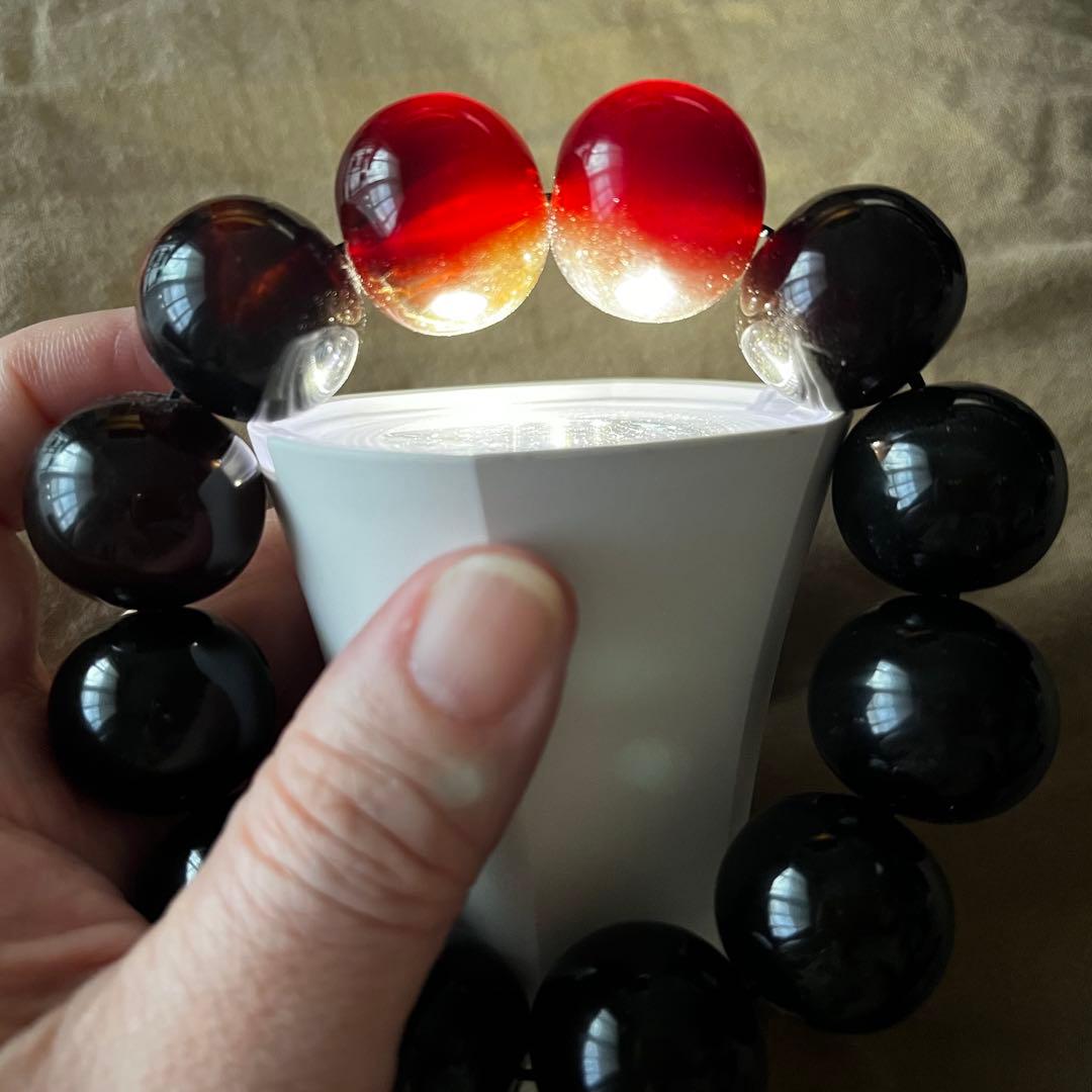 22mm 天然 琥珀 ブルー アンバー チェリー ブレスレット 高品質 アンバー